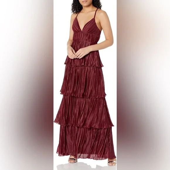 merlot fitted dress with spaghetti straps Vetiver Dress – NIA main image 1